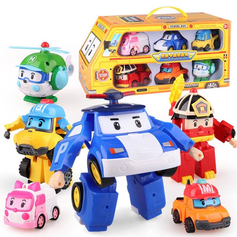 變形玩具車 兒童禮物男女孩玩具3-10歲玩具 交通造型玩具 變形警車 救援小英雄海利直升機 消防車 救護車 卡通玩具 變