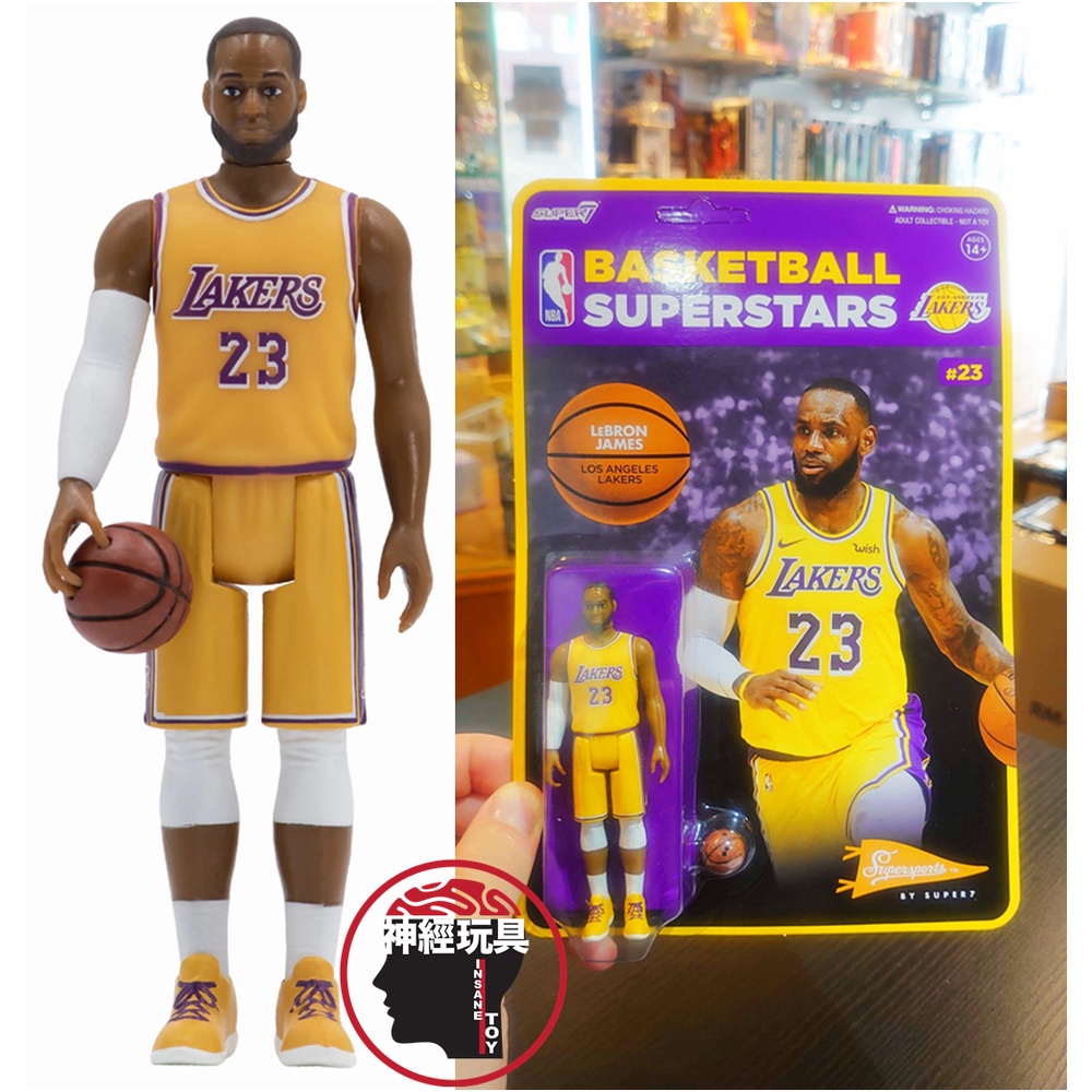 【神經玩具】現貨 Super7 代理版吊卡 NBA LeBron James 詹姆士 23號黃球衣湖人隊 4吋 復古玩具