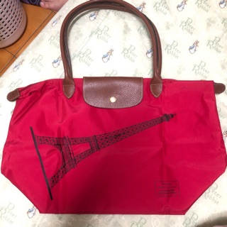 Longchamp 法國巴黎鐵塔圖長柄 L號紅色 全新