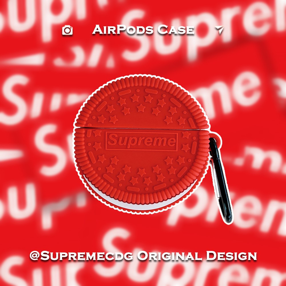 ins潮牌AirPods Pro保護殼 創意 Supreme&amp;奧利奧餅乾 AirPods 1/2 蘋果無線藍牙耳機保護套