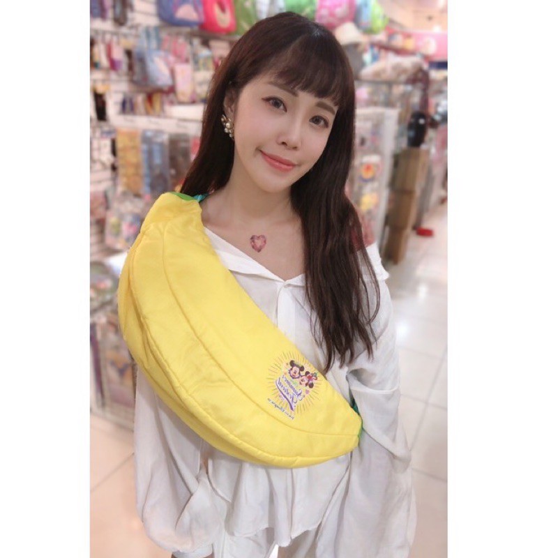 日本 東京迪士尼海洋樂園 夏祭限定 米奇 米妮 香蕉 造型 斜背包 斜背袋 肩背包 包 夏季