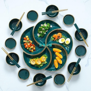 【日式歐式碗碟套裝】月亮團圓盤子家用創意火鍋碗碟拼盤組合套裝網紅餐具小拼盤菜盤子