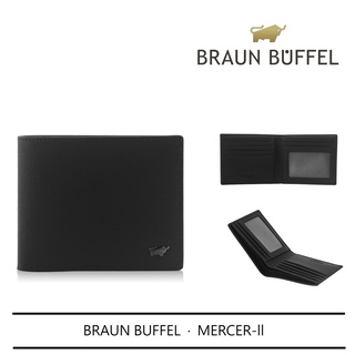 *【寧寧精品】台中30年皮件店 BRAUN BUFFEL 德國小金牛默瑟-II系列經典黑 BF384-316 男短夾區