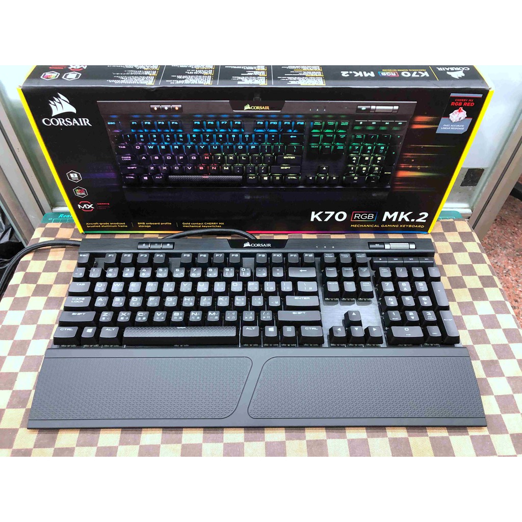 海盜船 機械鍵盤CORSAIR K70 RGB MK.2 中刻/紅軸 盒裝完整
