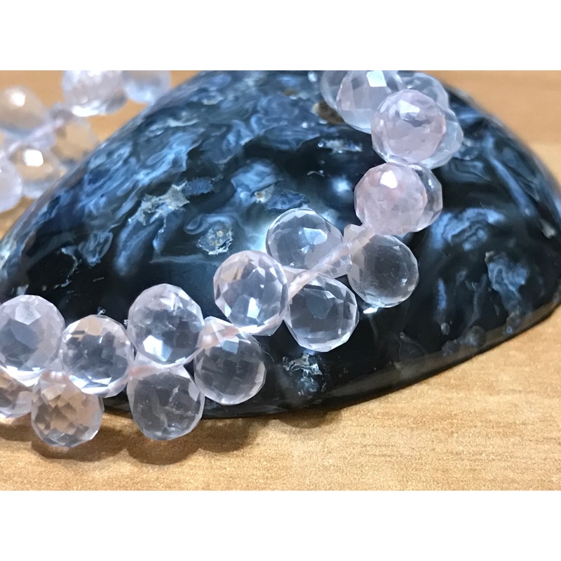 【晴霖水晶】切割水滴型星光粉晶