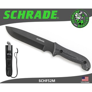 美國Schrade直刀6mm厚1095高碳鋼灰白Micarta握柄附打火棒磨刀石尼龍刀袋【SCHF52M】