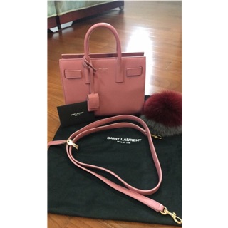 YSL經典BABY SAC DE JOUR小牛皮手提👉🏻斜背👉🏻風琴包❤迷你/蜜桃粉色🎀🎀🎀💓💓💓