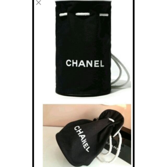 Chanel香奈兒 最新櫃檯滿額VIP贈品 超大型加厚帆布 束口袋/ 抽繩化妝包 / 收納袋/ 環保袋