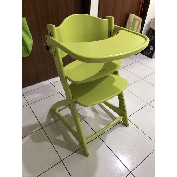 【Yamatoya】materna EU 名家設計師系列幼兒實木高腳餐椅，附桌款式，二手，需自取