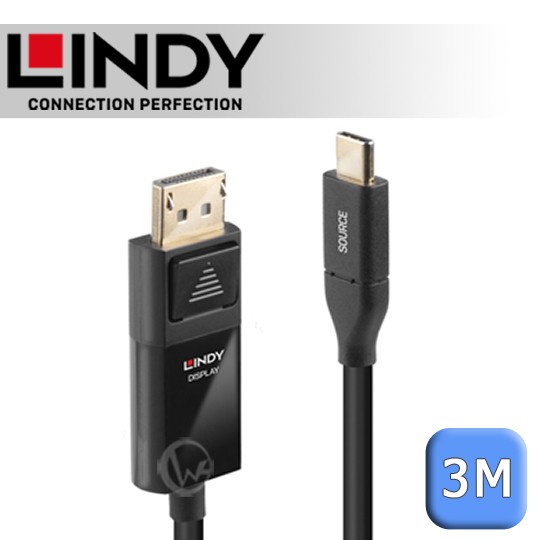 LINDY 林帝 主動式 USB3.1 Type-C to DisplayPort HDR 轉接線 3m (43303)