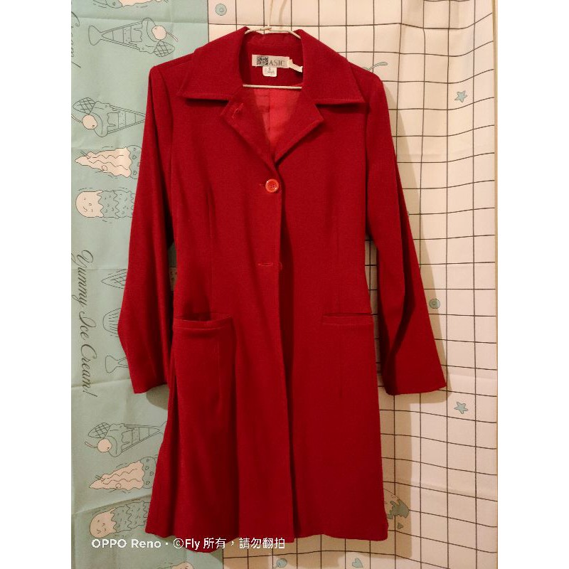 《Fly shop shop》二手 BASIC 紅色長版風衣外套