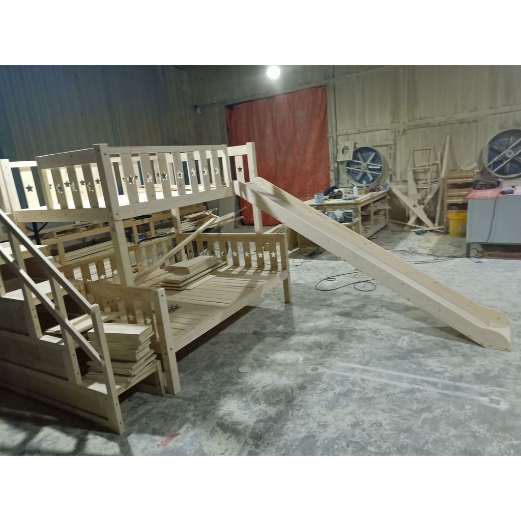 幸福滿屋 實木訂製 兒童家具 客戶訂製 長形房間創造出遊戲空間  滑梯床 工廠直營
