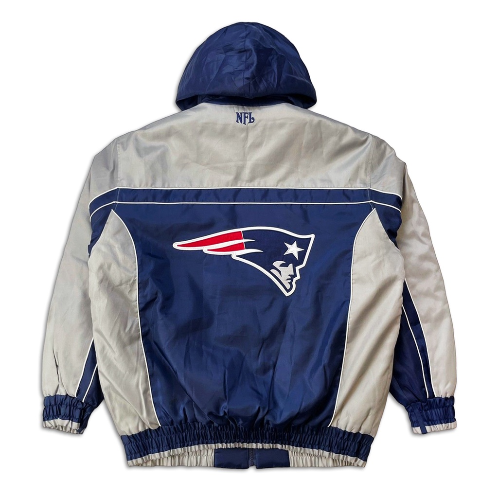 [全新品] NFL New England Patriots 新英格蘭愛國者刺繡 可拆連帽鋪棉運動外套 約一般2XL