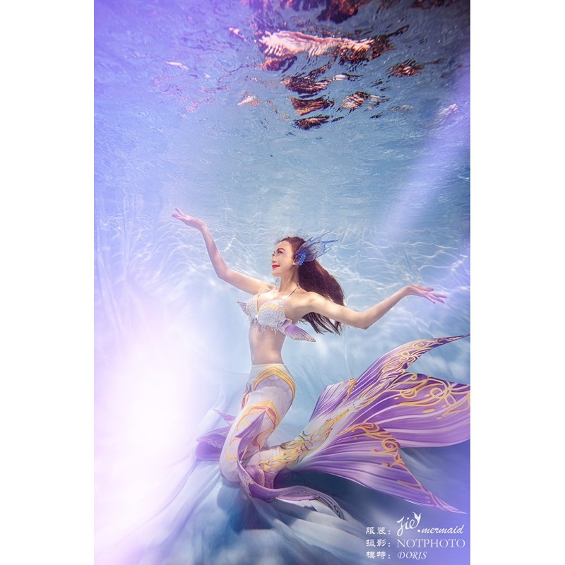 人魚大魚皮美人魚淘寶潘高洁jie 美人魚尾巴爆款 游泳衣海洋館攝影潛水拍照服裝 蝦皮購物