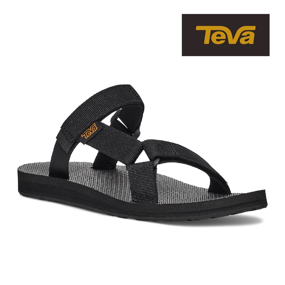 【TEVA】女 Universal Slide 經典緹花織帶拖鞋雨鞋水鞋-黑色 (原廠現貨)