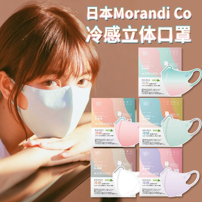 🇯🇵日本原裝大賀製藥Morandi Co冷感立体3D口罩4色彩色耳繩獨立裝 日本口罩 冷感口罩