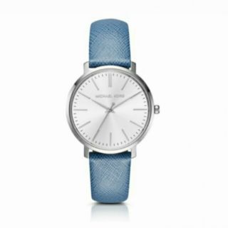 (含盒子）MK2495 賈林系列-藍色真皮腕錶
