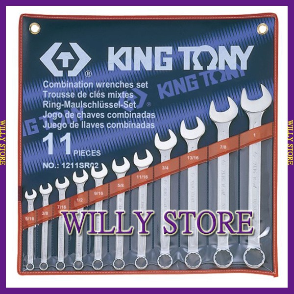 【WILLY STORE】KING TONY 1211SR02 英制 3/8~1複合扳手組11件式 梅開板手組 梅花開口