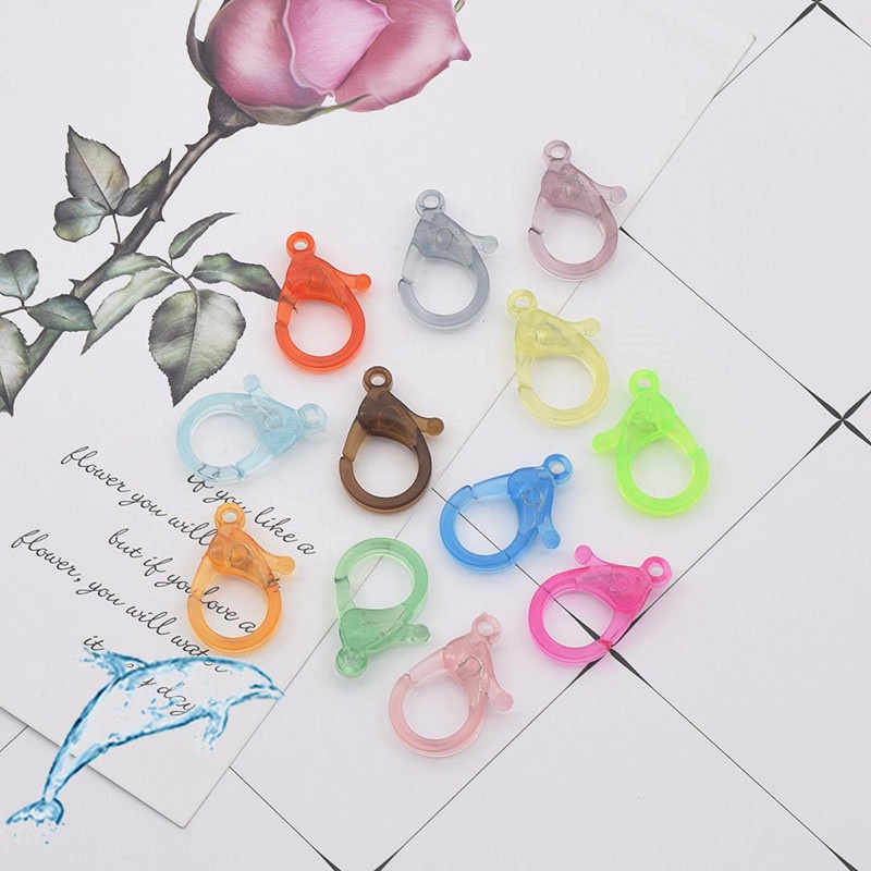 手工飾品diy手作材料配件 透明彩色龍蝦扣塑料自制口罩鏈玩具飾品 鑰匙扣掛件  鑰匙圈材料
