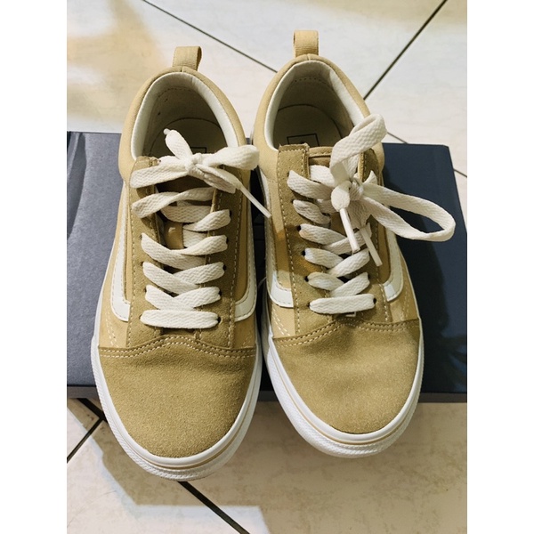 vans 童鞋 滑板鞋 奶茶色 8成新 22cm 二手