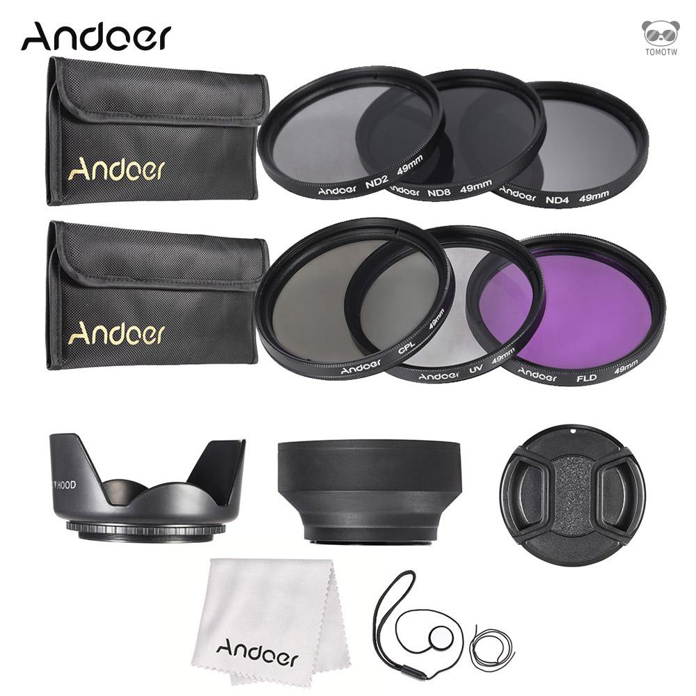 Andoer 49mm UV+CPL+FLD+ND(ND2 ND4 ND8) UV鏡+偏光鏡+熒光鏡+灰度鏡
