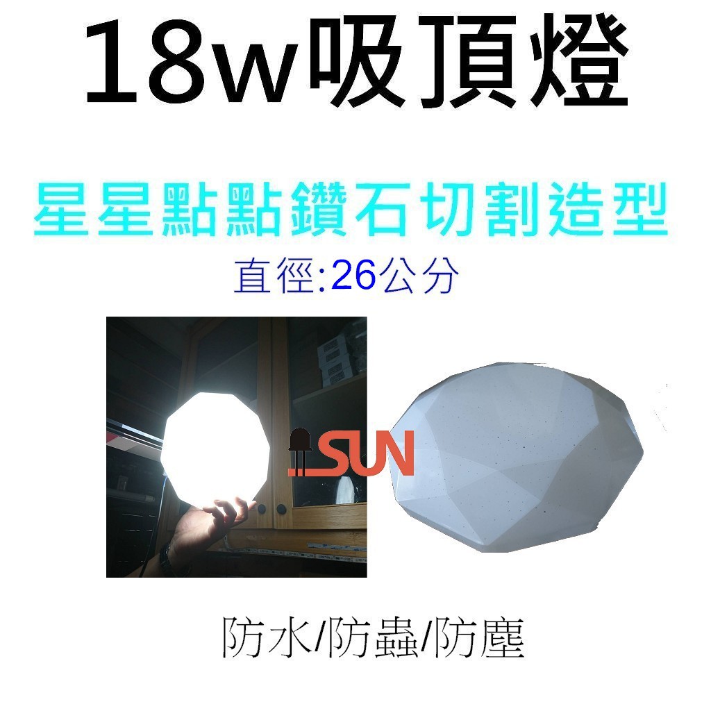 LED吸頂燈 星空 星鑽 18w再升級19W高亮度  IP54  白光/黃光  防水防塵防蟲 適用浴室  陽臺 省電燈泡