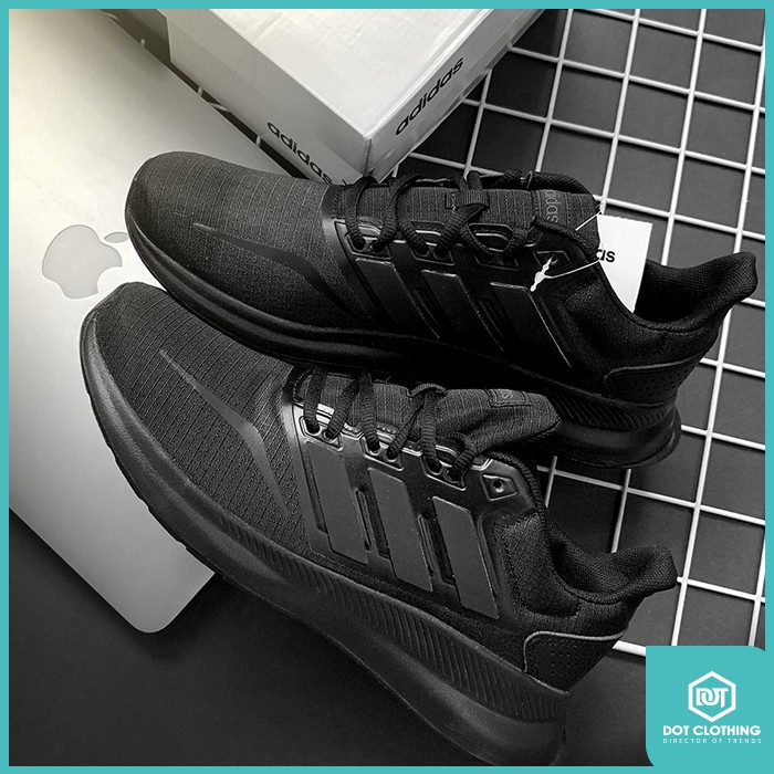 DOT 小物Adidas RUNFALCON 全黑透氣網布無縫線運動黑武士慢跑鞋裁判鞋男F36209 | 蝦皮購物