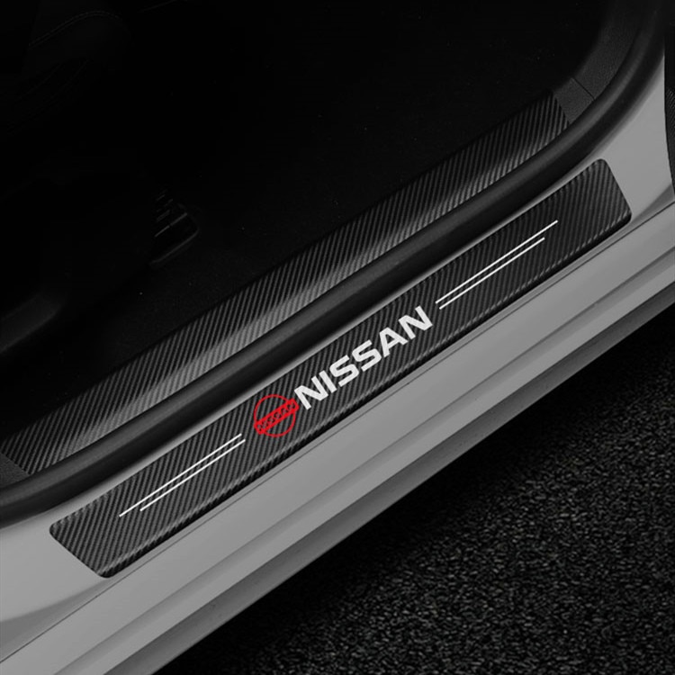 NISSAN 4 件裝汽車造型碳纖維汽車門檻保護器碳纖維貼紙適用於日產 4 件汽車門檻門檻保護器碳纖維貼紙