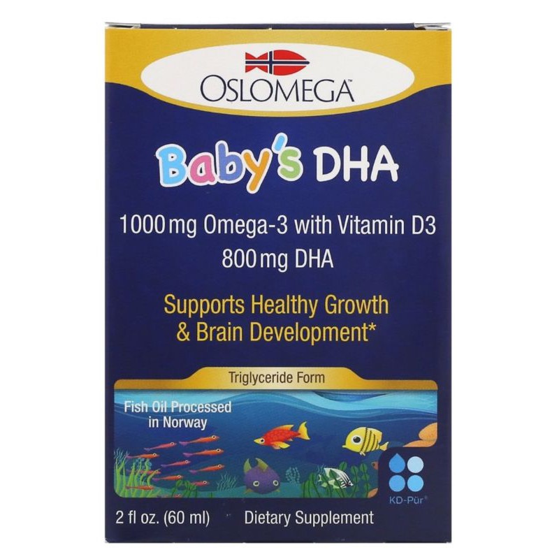 Oslomega Norwegian Baby 嬰幼兒魚油滴劑（DHA + 維生素 D3）60ml