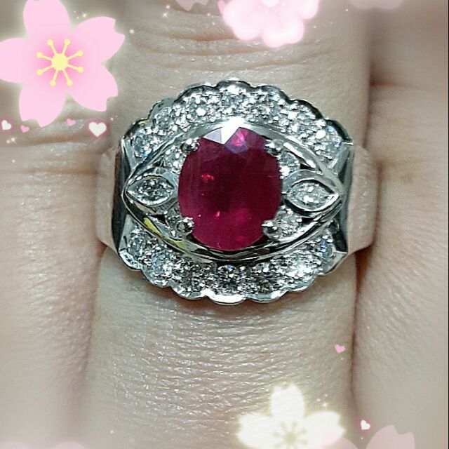 💋💍天然緬甸紅寶石1.20克拉心之焰鑽戒💍💋