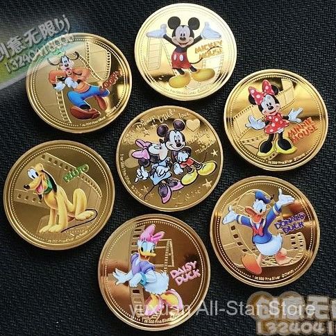 現貨 新版迪士尼 米奇彩金紀念幣套裝 7枚 卡通 牙仙子金幣 男孩版 米老鼠幣 禮品 獎勵 關注有禮