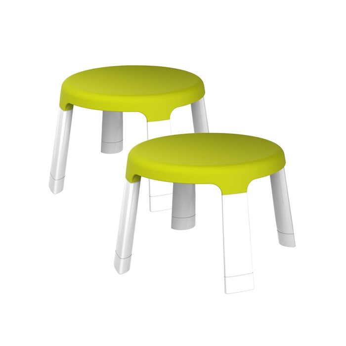 Oribel- PortaPlay-成長型多功能遊戲桌遊戲桌配件  小圓凳 二入椅 -綠色/灰色