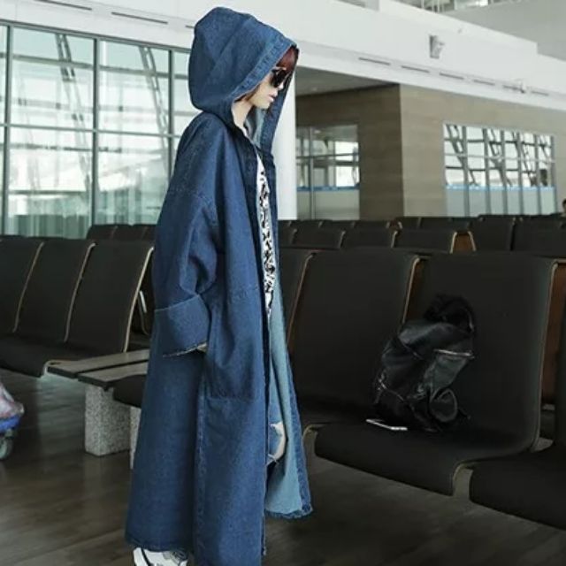 Prince 超好看長版連帽牛仔外套 大衣韓妞穿搭丹寧休閒個性修飾身型寬鬆顯瘦歐美zara同款 蝦皮購物