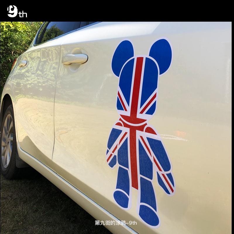 車貼現貨免運米字旗暴力熊卡通mini 寶馬保時捷創意網紅卡通車身貼紙個性汽車車貼可愛車貼不褪色小汕美物館