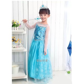 冰雪奇緣套裝組 送道具 洋裝 公主裙童裝禮服 ELSA 長裙 萬聖節派對表演 化裝舞會 角色扮演