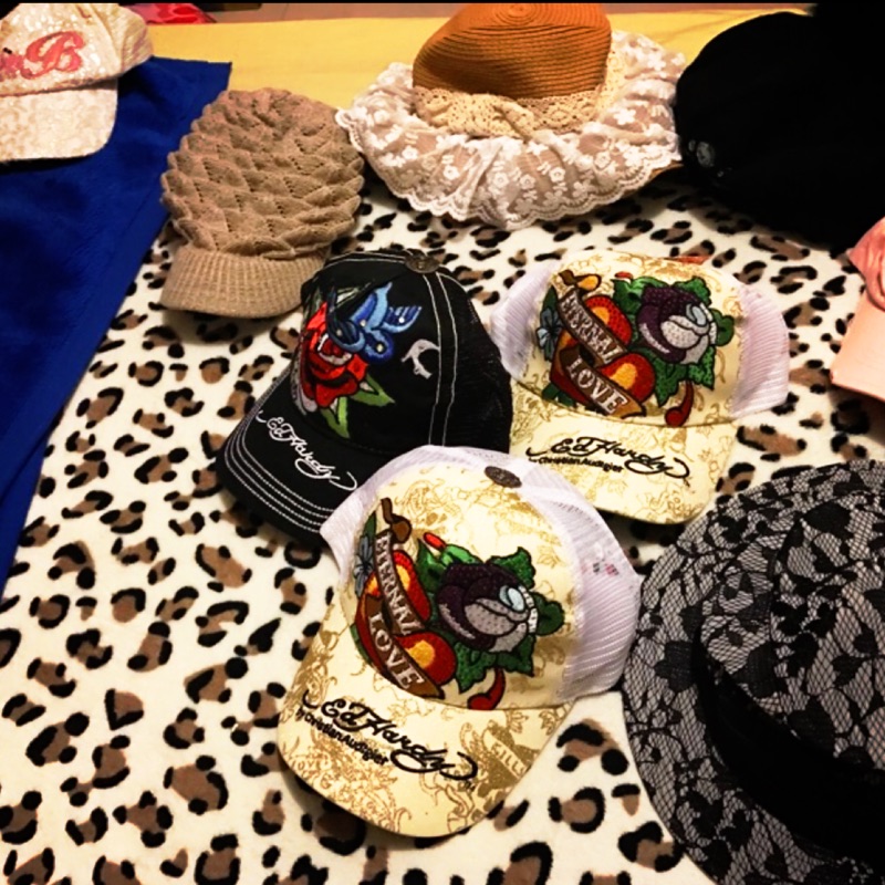 美國 潮牌 Ed Hardy 刺繡水鑽鴨舌帽 棒球帽