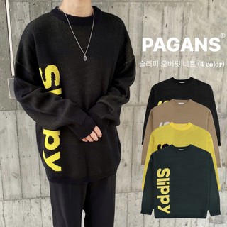 【PAGANS STORE】韓國代購 Slippy .NUXX 厚磅 針織 寬鬆 落肩 長袖 毛衣 (4 color)