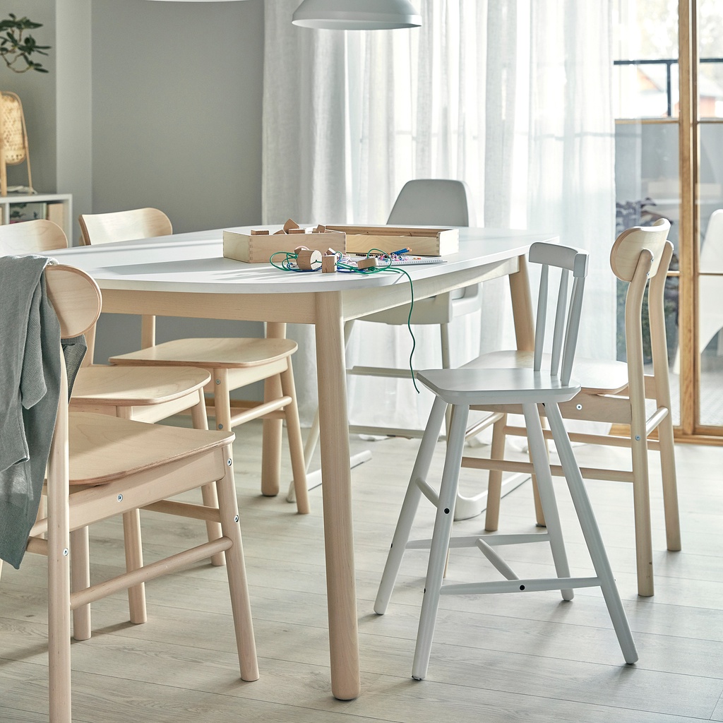 北歐工業LOFT風格經典IKEA宜家AGAM兒童椅兒童高腳椅兒童餐椅實木椅原木椅/白色/二手八成新/特$900