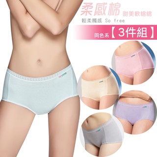 SWEAR 思薇爾 柔感棉系列M-XXL素面中低腰平口內褲3件組(同色系)