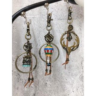 韓國飾品KOREA 迪士尼造型 古銅金屬鑲鑽造型皮革吊飾鑰匙圈 3款