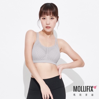 Mollifix 瑪莉菲絲 A++活力自在雙肩帶舒適BRA (淡灰)、瑜珈服、無鋼圈、運動內衣