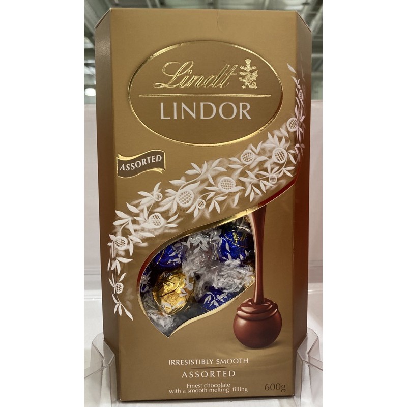 Lindt瑞士蓮 LINDOR 金色盒裝綜合巧克力 600公克-吉兒好市多COSTCO代購