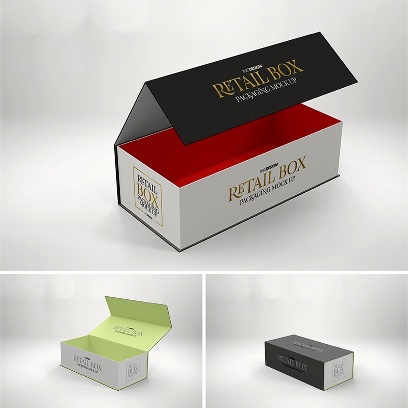 YJ-250磁鐵翻蓋禮品包裝盒子效果圖智能貼圖樣機PSD設計素材模型