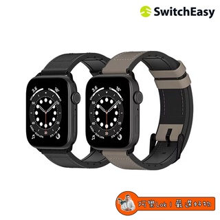 Switcheasy Hybrid 矽膠真皮錶帶 適用 Apple watch 7 SE 6 5 4 3 錶帶