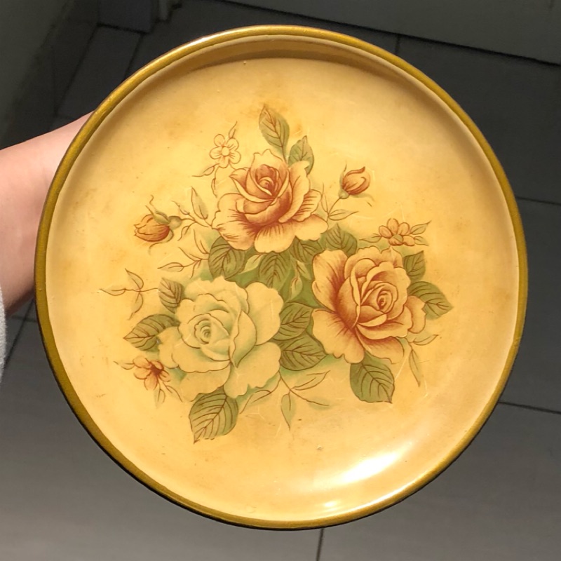 義大利🇮🇹製～玫瑰花圖陶瓷盤
