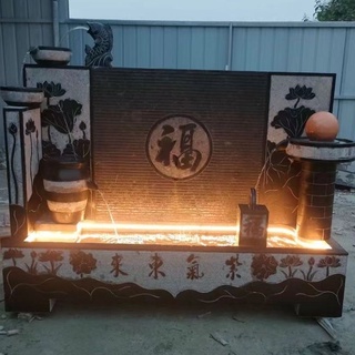 【風水擺件 石槽魚缸 庭院石頭噴泉流水 招財鎮宅】室內石雕水槽流水擺件青石魚缸石盆組合水景庭院石頭噴泉流水景觀