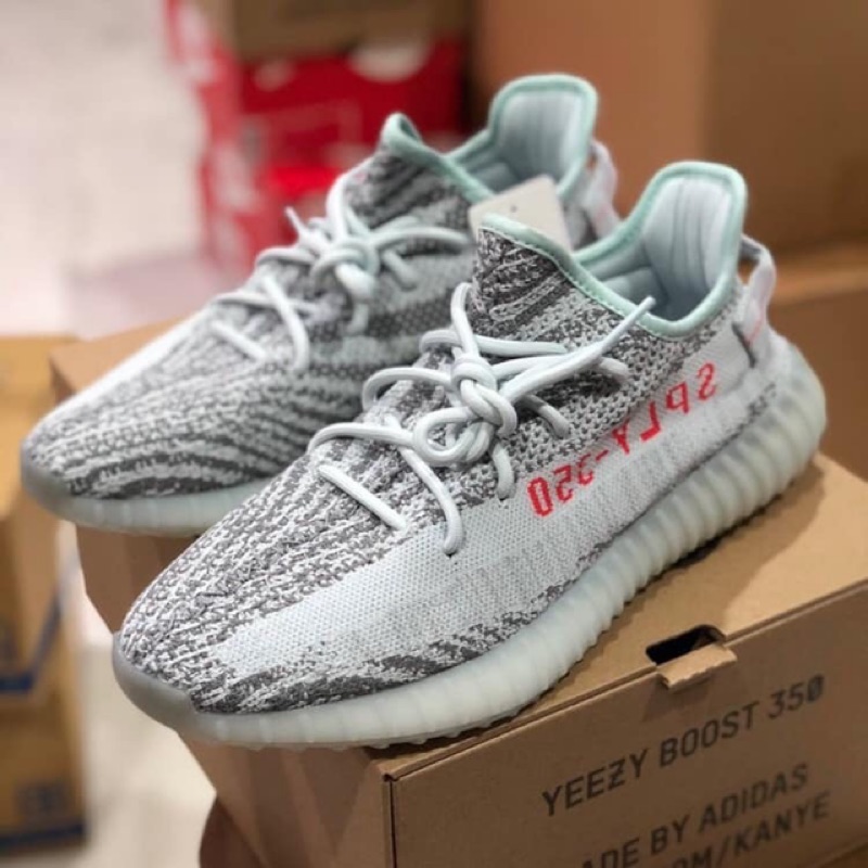 黑姐實拍yeezy Boost 350 V2 冰藍灰斑馬潮鞋白斑馬情侶鞋白鞋百搭鞋穿搭鞋 蝦皮購物