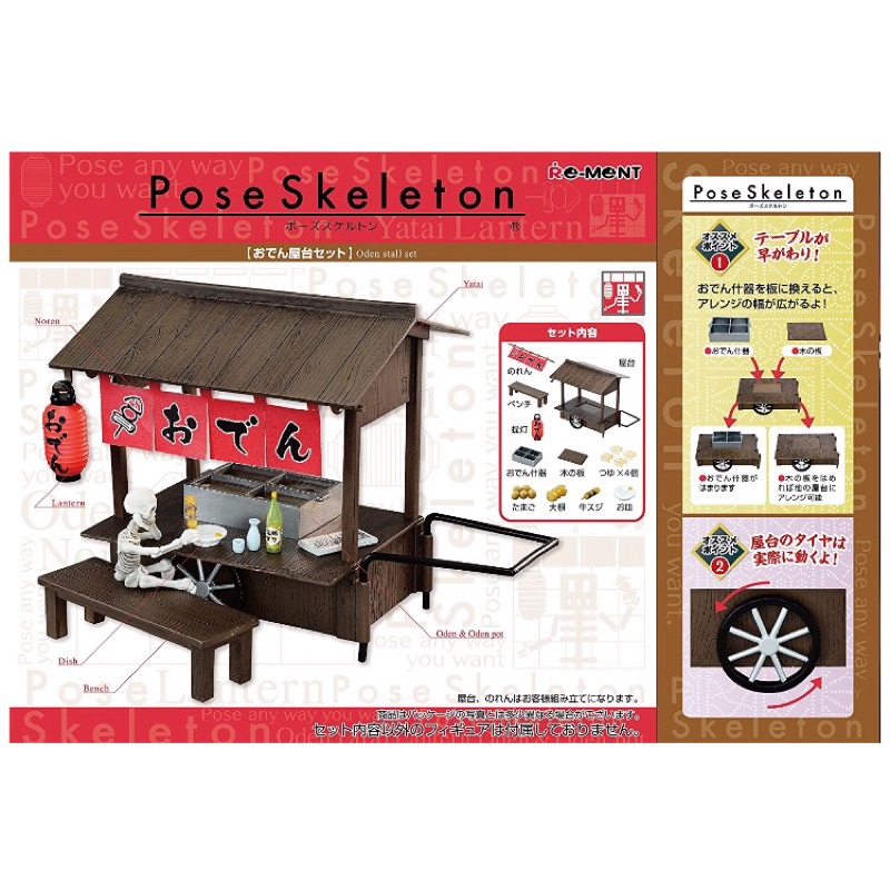 🇯🇵日本代購。Pose Skeleton 關東煮 場景組 骷髏人 re-ment