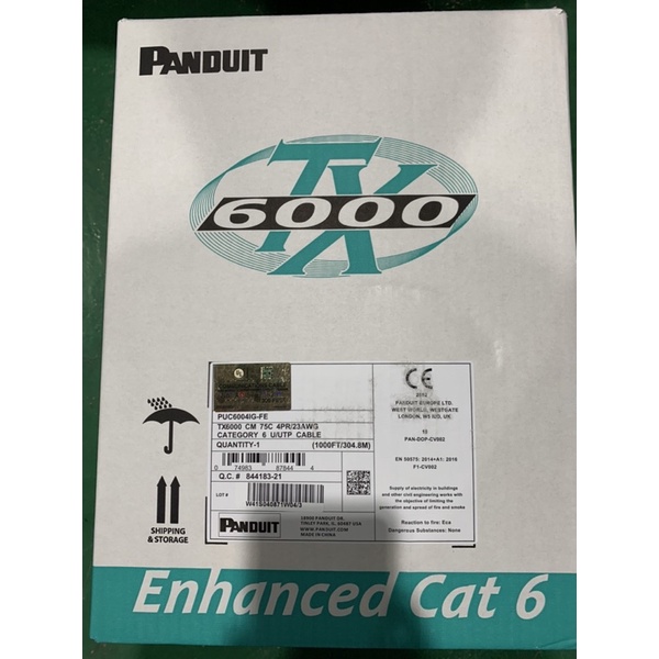 線材 網路線 世界大廠PANDUIT CAT6 UTP 23AWG 305M 4Pares 網路箱線零售