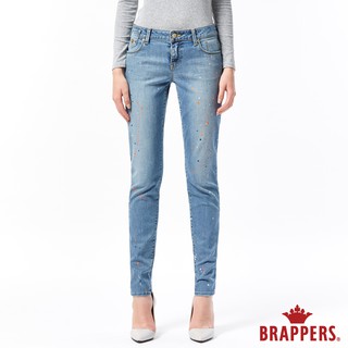 BRAPPERS 女款 新美腳ROYAL系列-中低腰彈性噴漆窄管褲-淺藍